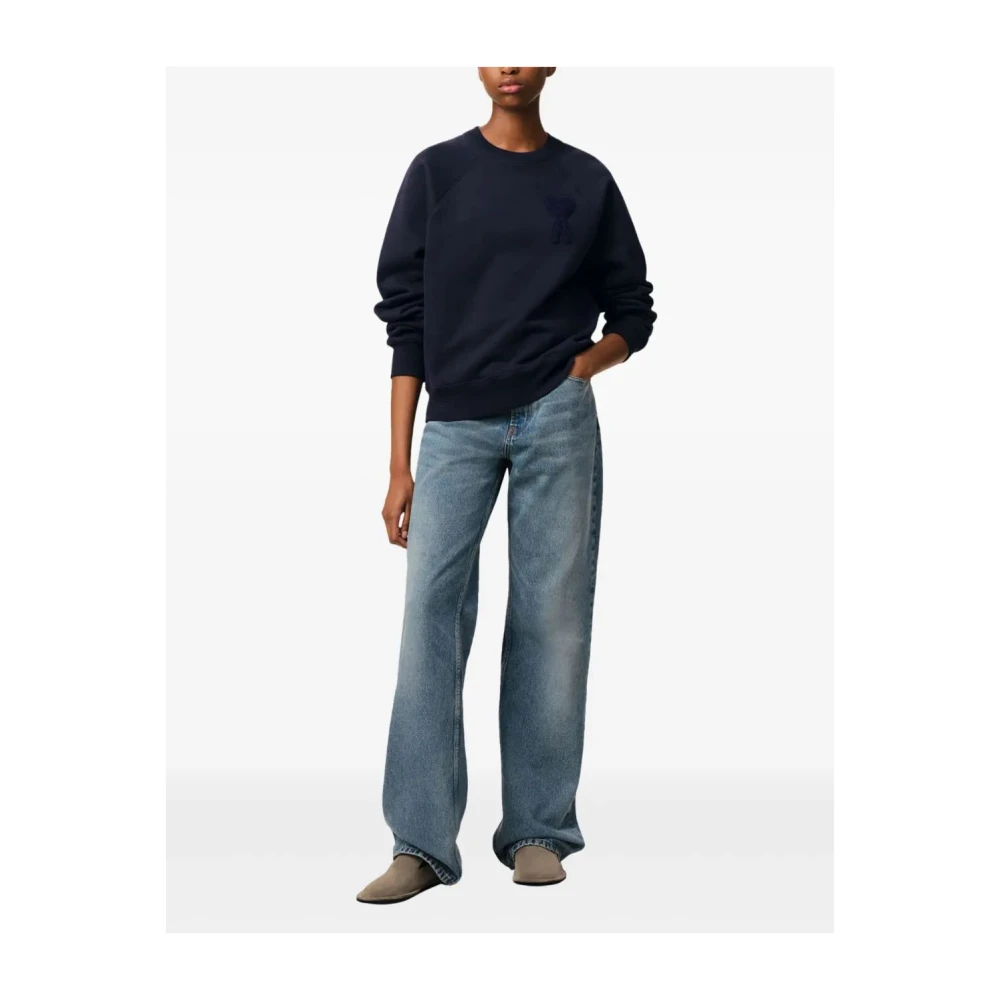 Ami Paris Casual Crewneck Sweatshirt Blue Heren