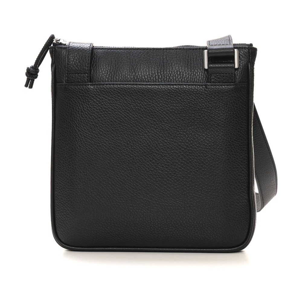 Emporio Armani Leren schoudertas met verstelbare band Black Heren