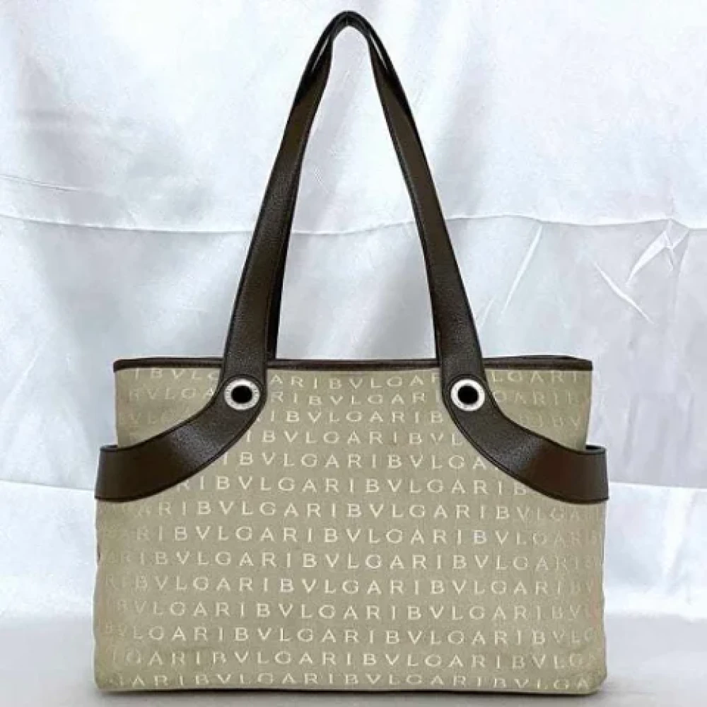 Bvlgari Vintage Pre-owned Canvas handbags Beige Dames