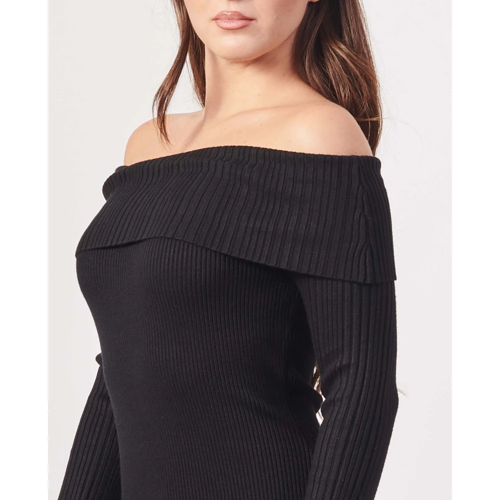 Guess Zwarte Off-Shoulder Bodycon Mini Jurk Black Dames