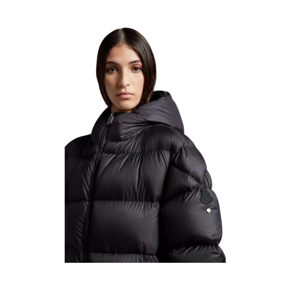 Moncler Korte Donsjas met Capuchon Nylon Zwart Black Heren