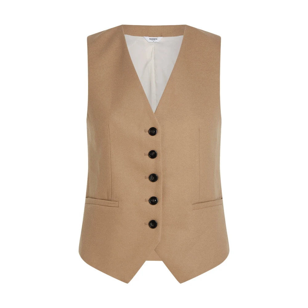 Penn&Ink N.Y Stijlvolle Waistcoat voor Vrouwen Beige Dames