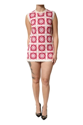 Brick Stitched Crochet Mini Dress