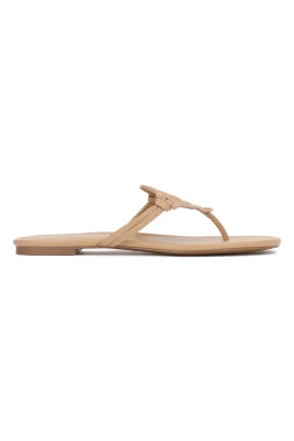 Kazar Beige monogramprydda flip-flops i läder från KAZAR