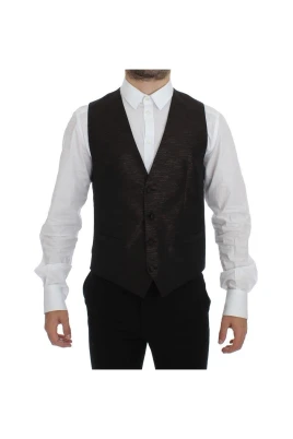 Elegant Brun-Svart Ullblandad Klänningsväst