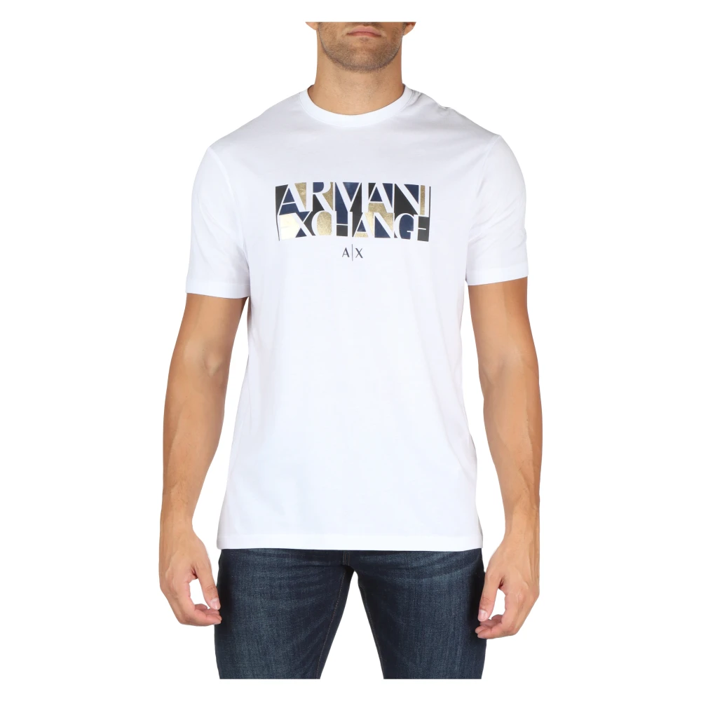 Armani Exchange Regular Fit Katoenen T-shirt met Logo Print White Heren