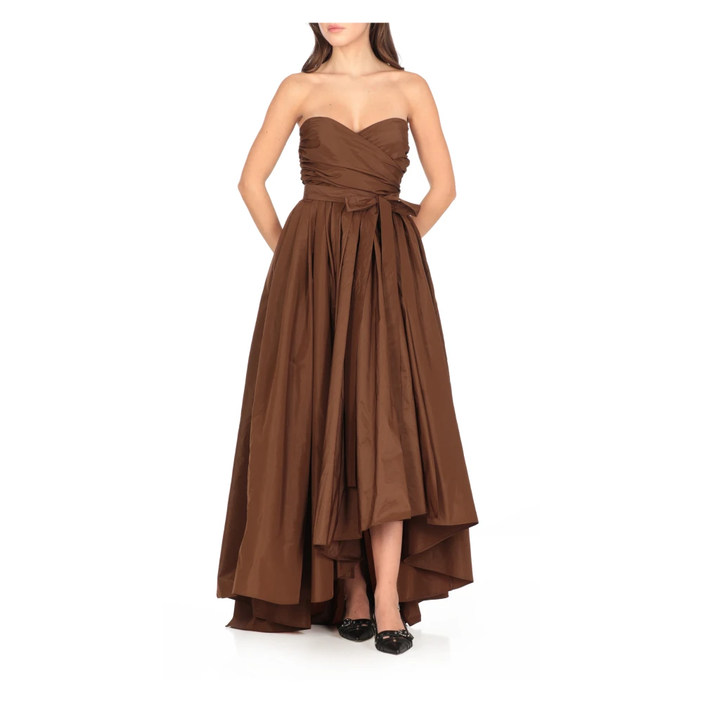 pinko Bruine Jurk met Hartvormige Halslijn en Mouwloos Brown Dames