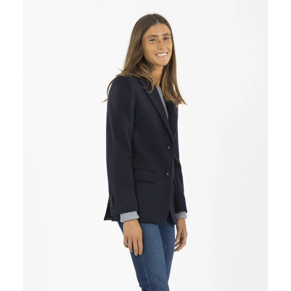 Officine Générale Reverskraag Wollen Blazer Blue Dames