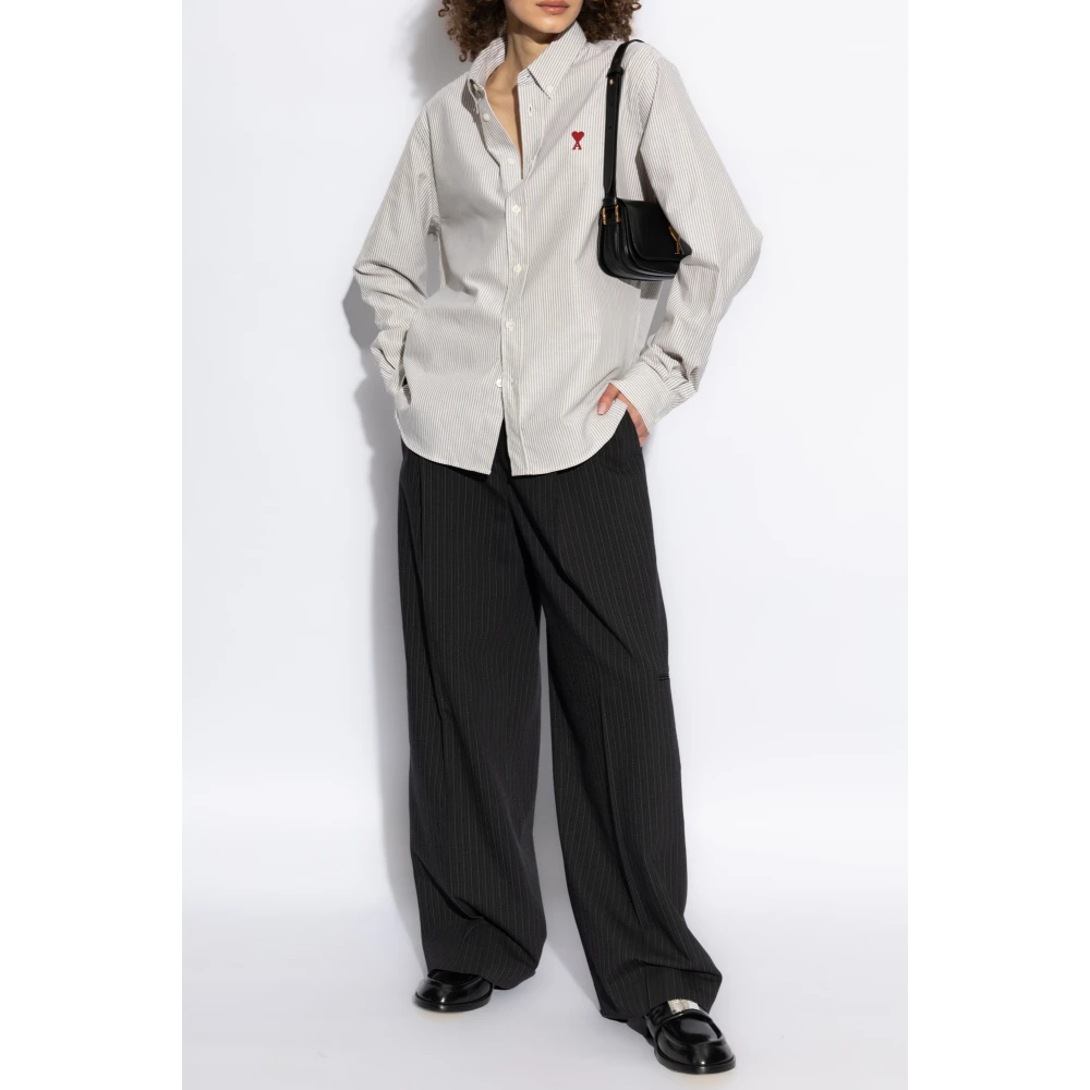 Ami Paris Shirt met logo Gray Dames