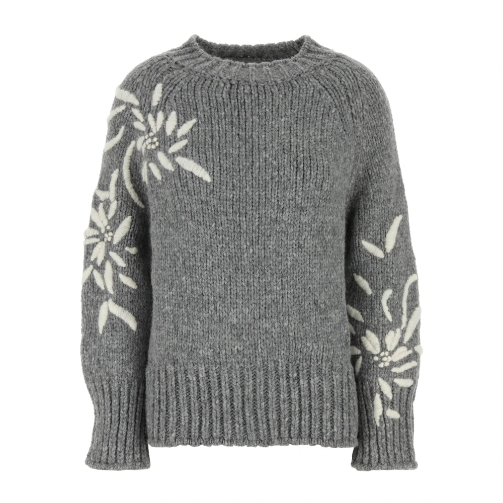 Ermanno Scervino Geborduurde Crewneck Sweater Gray Dames