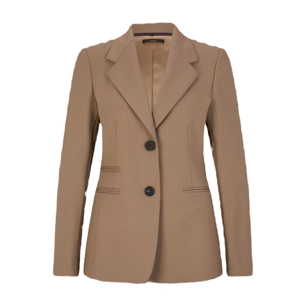 Windsor Slim Fit Wollen Blazer Brown Dames