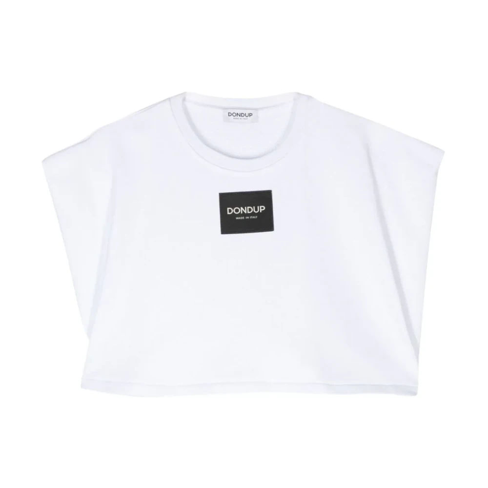 Dondup Logo Patch Cropped Top White Dames
