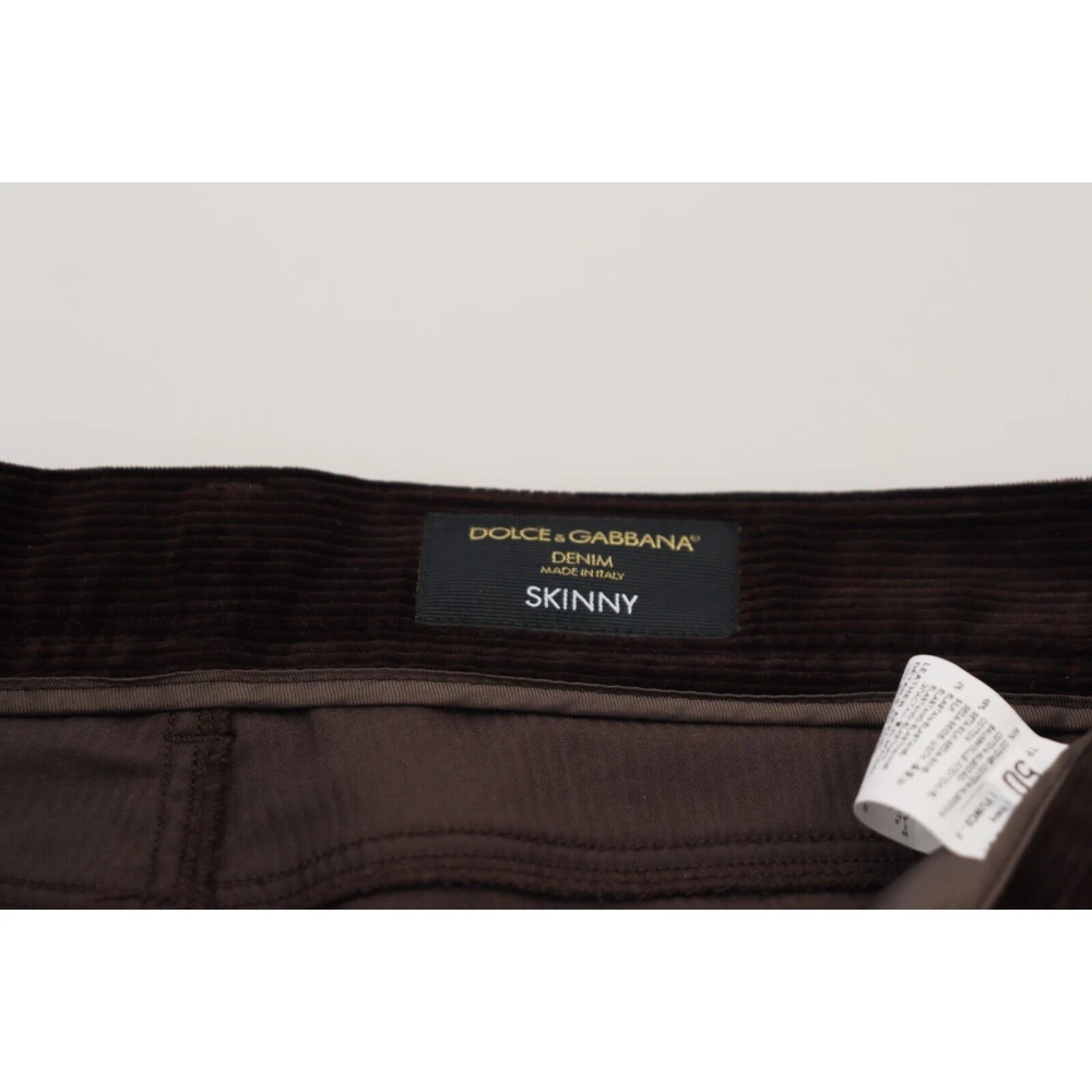 Dolce & Gabbana Elegante Bruine Zijden Broek Brown Heren