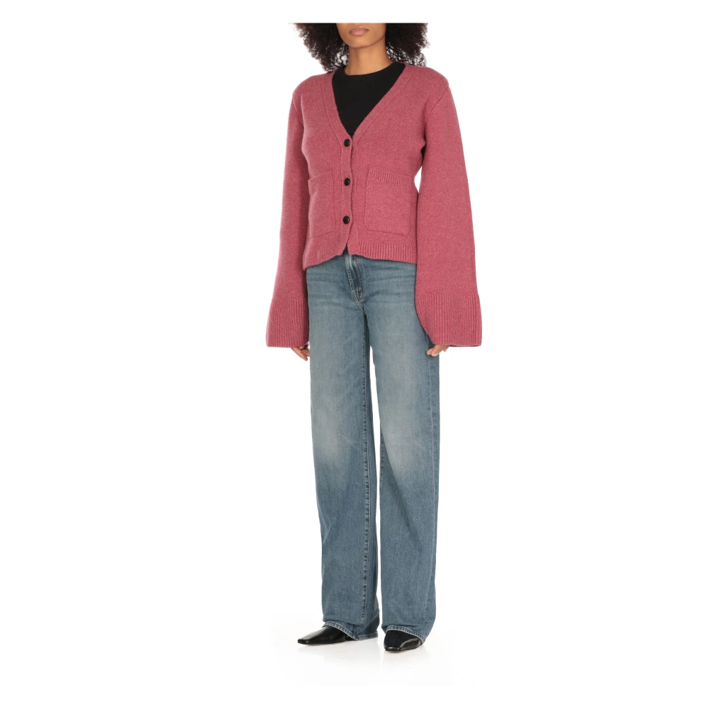 Khaite Fuchsia Gebreide Vest met V-Hals Pink Dames
