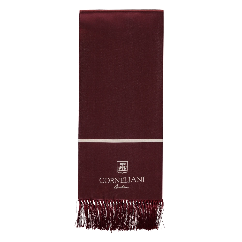 Corneliani Fringed zijden sjaal met logoprint Purple Heren