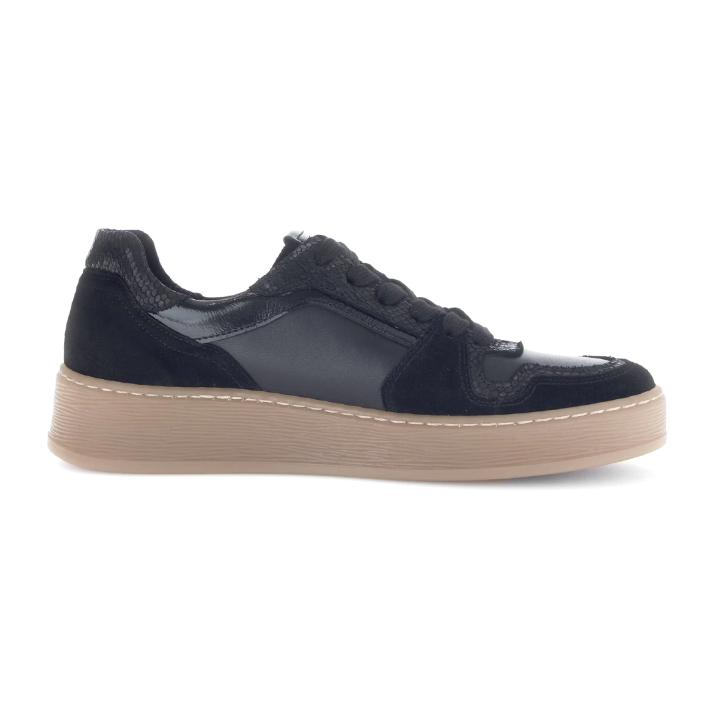 Gabor Zwarte vetersneaker met suède Dames Schoenen