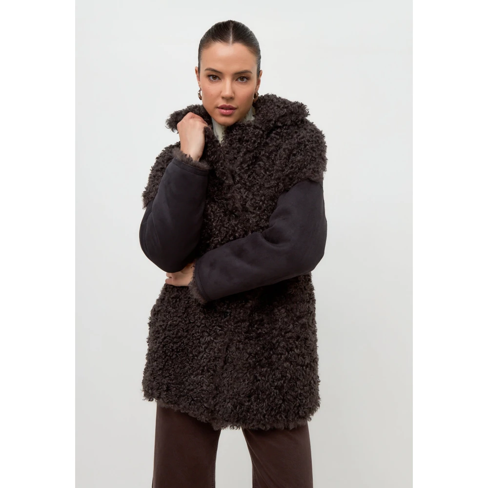 Cesare Gaspari Faux Fur & Shearling Jackets Brown Dames