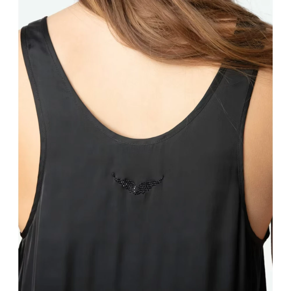 Zadig & Voltaire Zwart Satijnen Camisole Top Black Dames