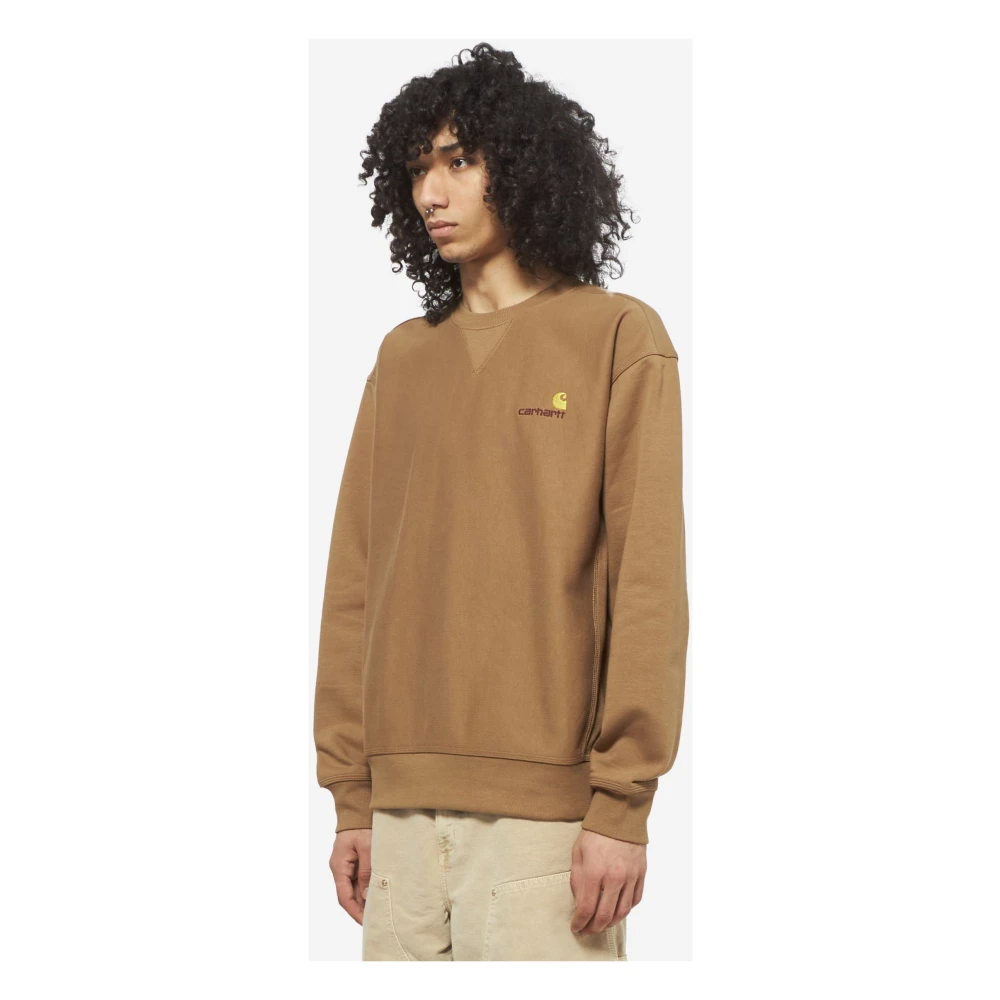 Carhartt WIP Bruine Katoenen Crewneck Sweatshirt American Script Brown Heren