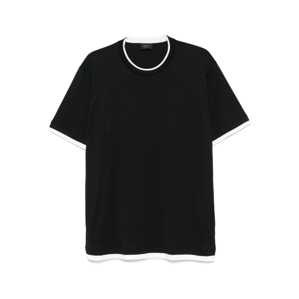 Brioni Geborduurd Logo Crew Neck T-shirt Black Heren