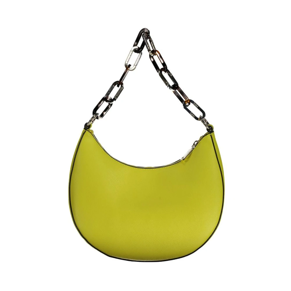 Valentino by Mario Valentino Gele Polyethyleen Schoudertas met Kettingriem Yellow Dames