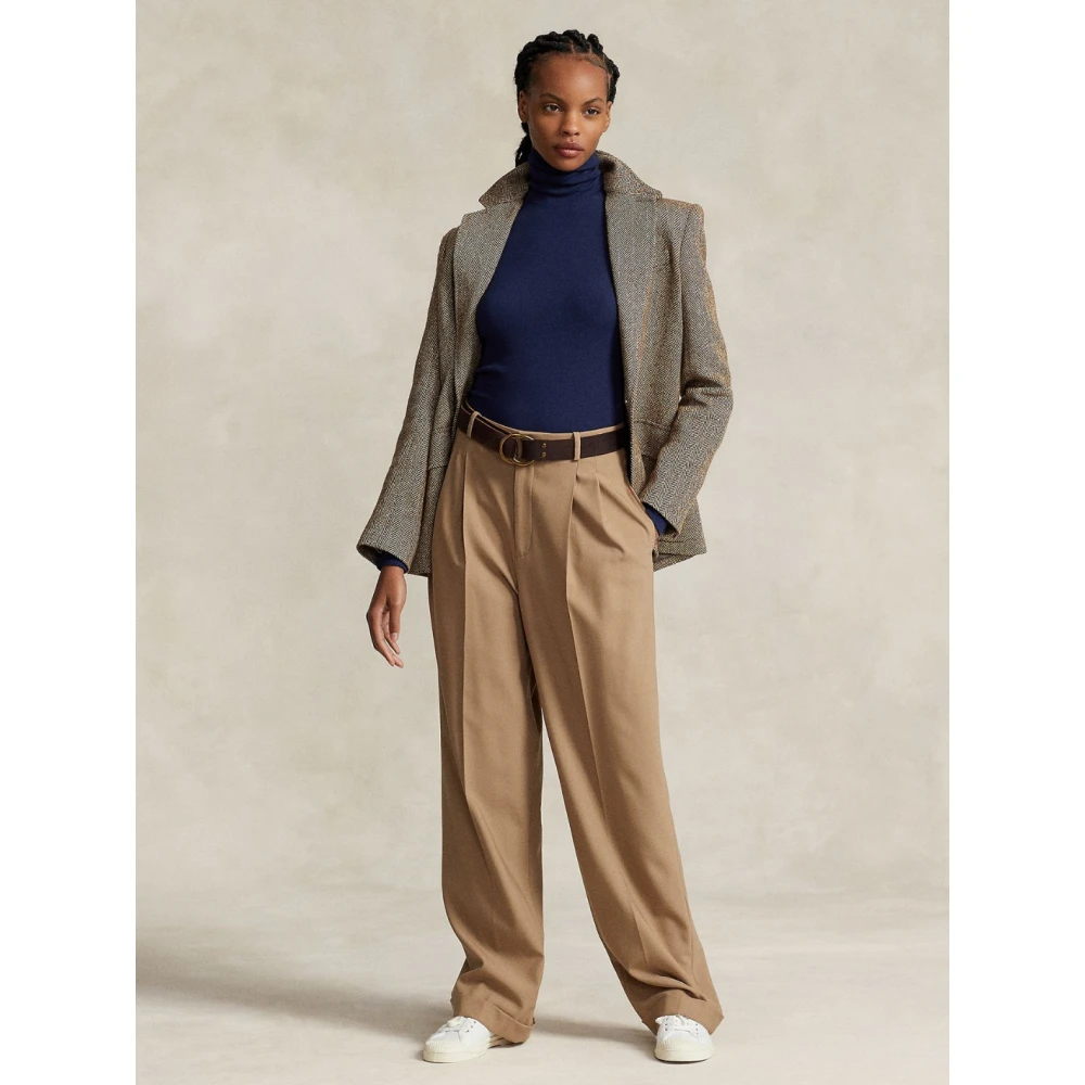 Ralph Lauren Stretch Ribgebreide Coltrui Blue Dames