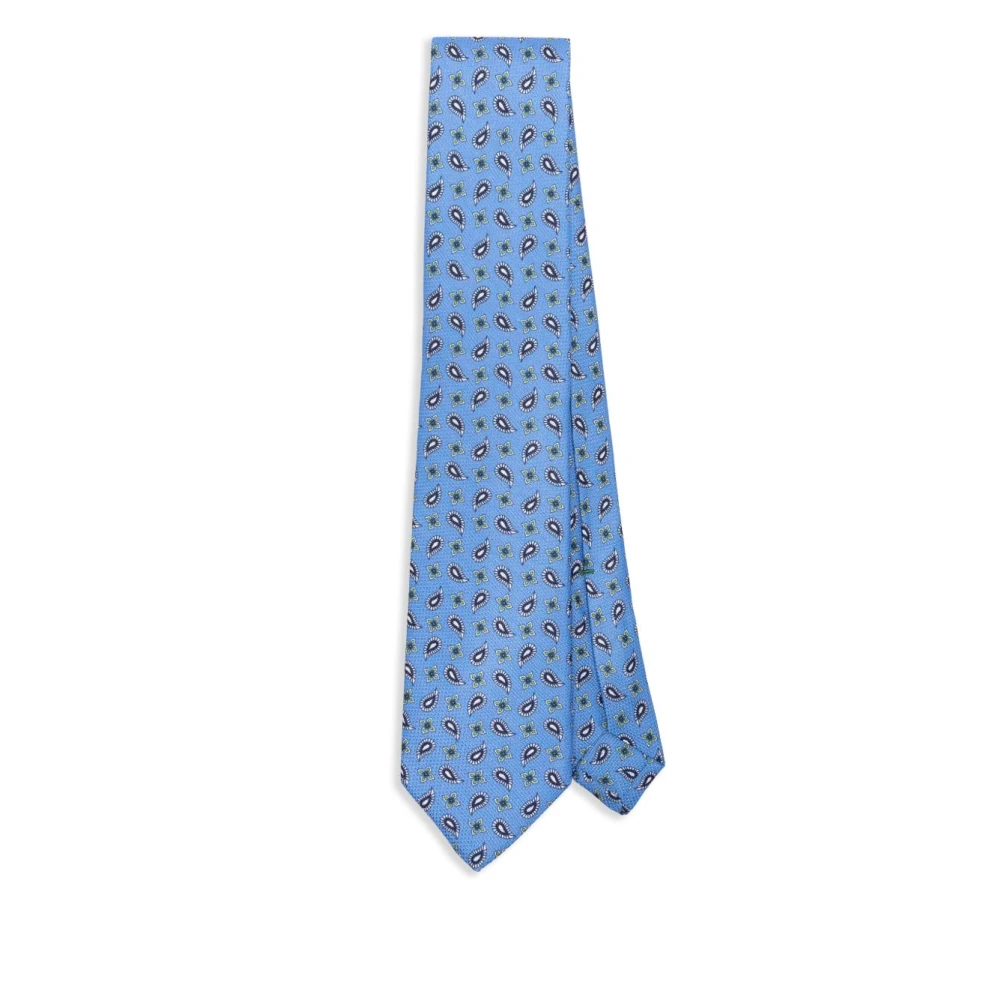 Borrelli Lichtblauwe Paisley Print Zelfstrikker Blue Heren