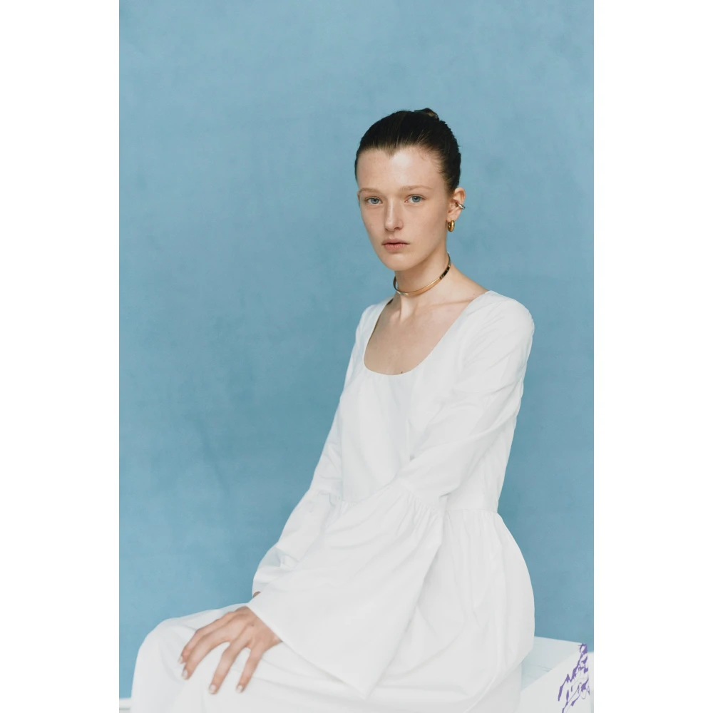Loulou Studio Bohemian Katoenen Midi Jurk White Dames