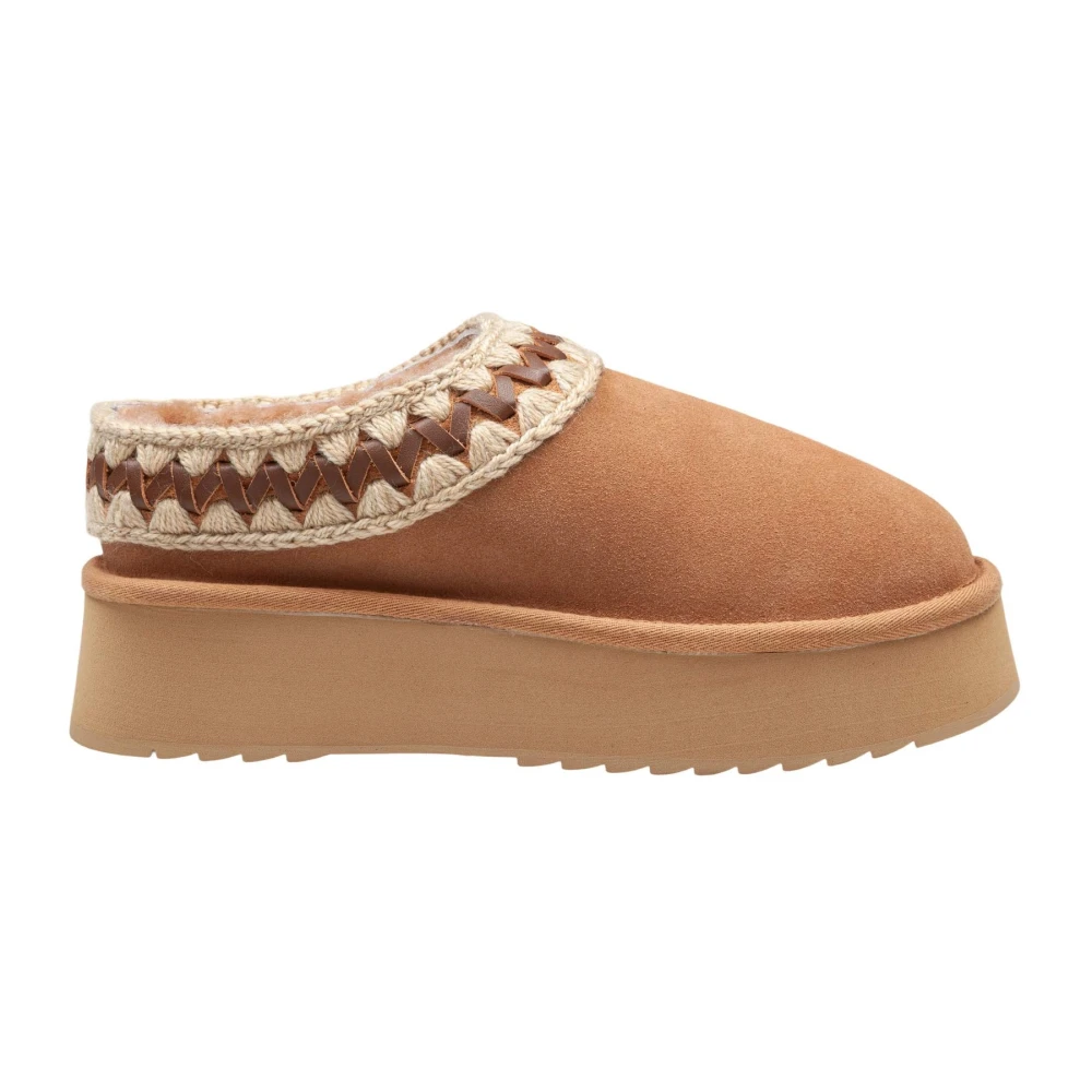 Mou Women's Beige Suede Platform Clog - Winter Boots - 7 Uk - Shoes