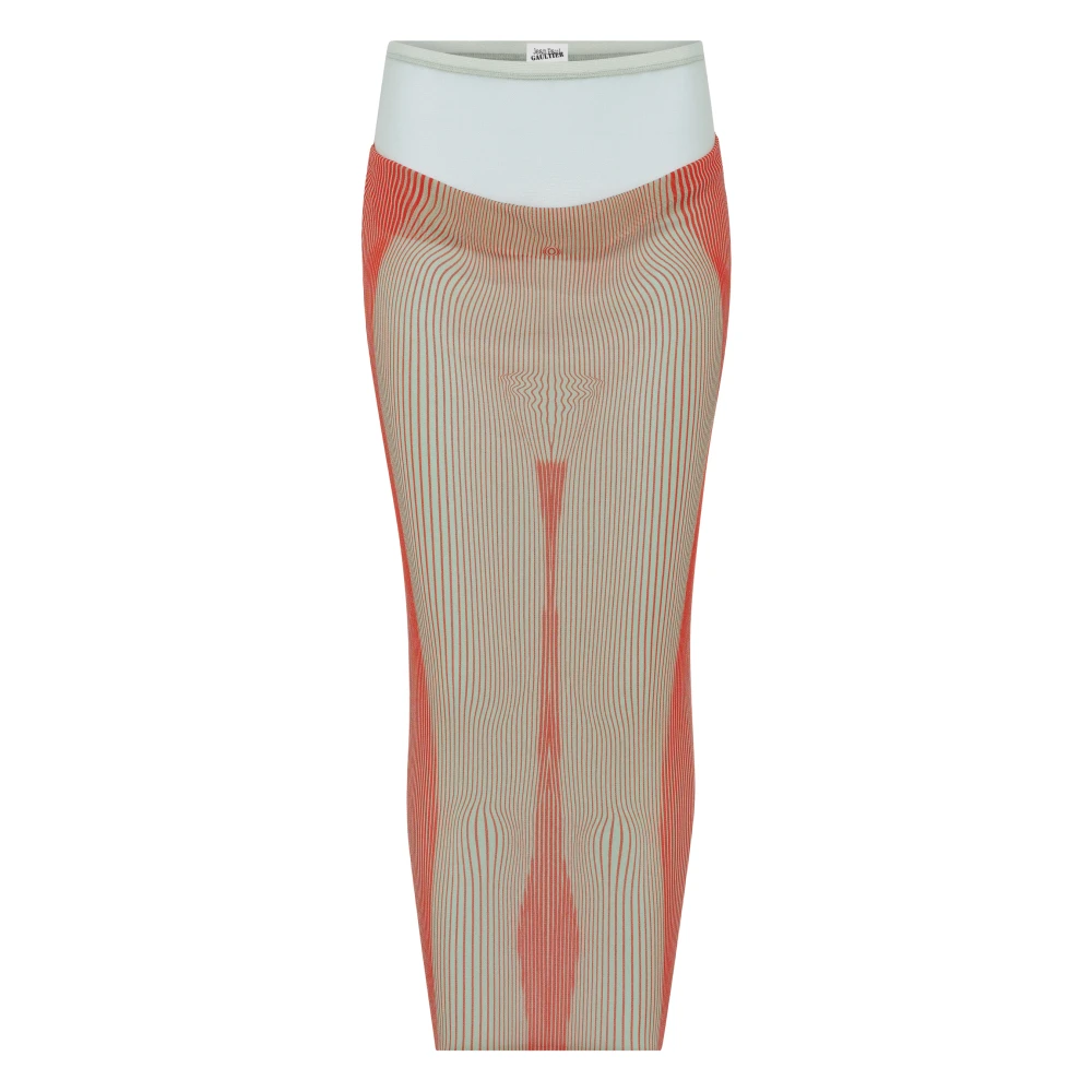 Jean Paul Gaultier Rode Lange Rok met Transparant Ontwerp Red Dames