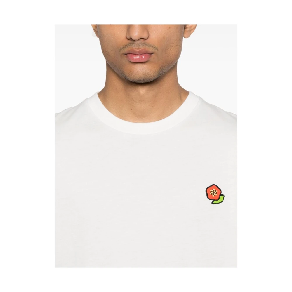 Kenzo Witte Patch Detail Crew Neck T-shirt White Heren
