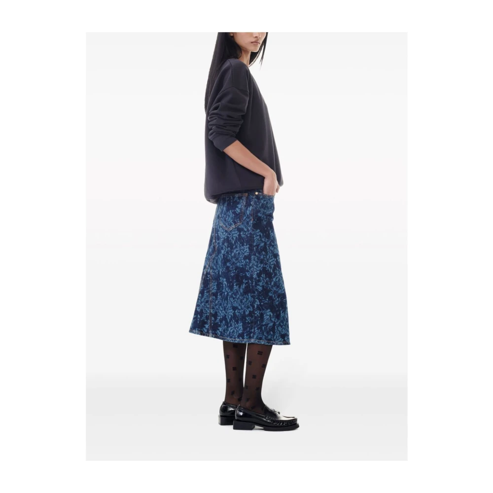 Ganni Elegante Midi Rok Blue Dames