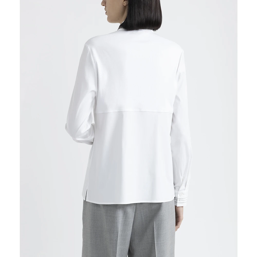 PESERICO Stretch katoenen popeline overhemd White Dames