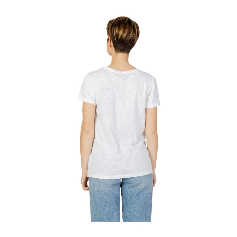 Blauer Katoenen Crew Neck T-Shirt Dames Collectie White Dames