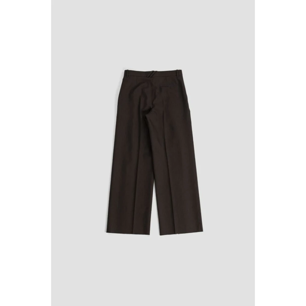Burberry Bruine Wollen Plooi Broek Ruime Pasvorm Brown Heren