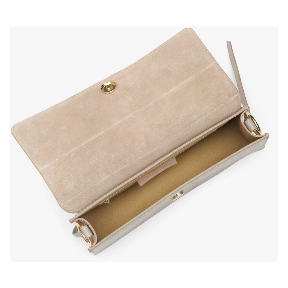 Estro Beige Leren Handtas met Gouden Accenten Beige Dames