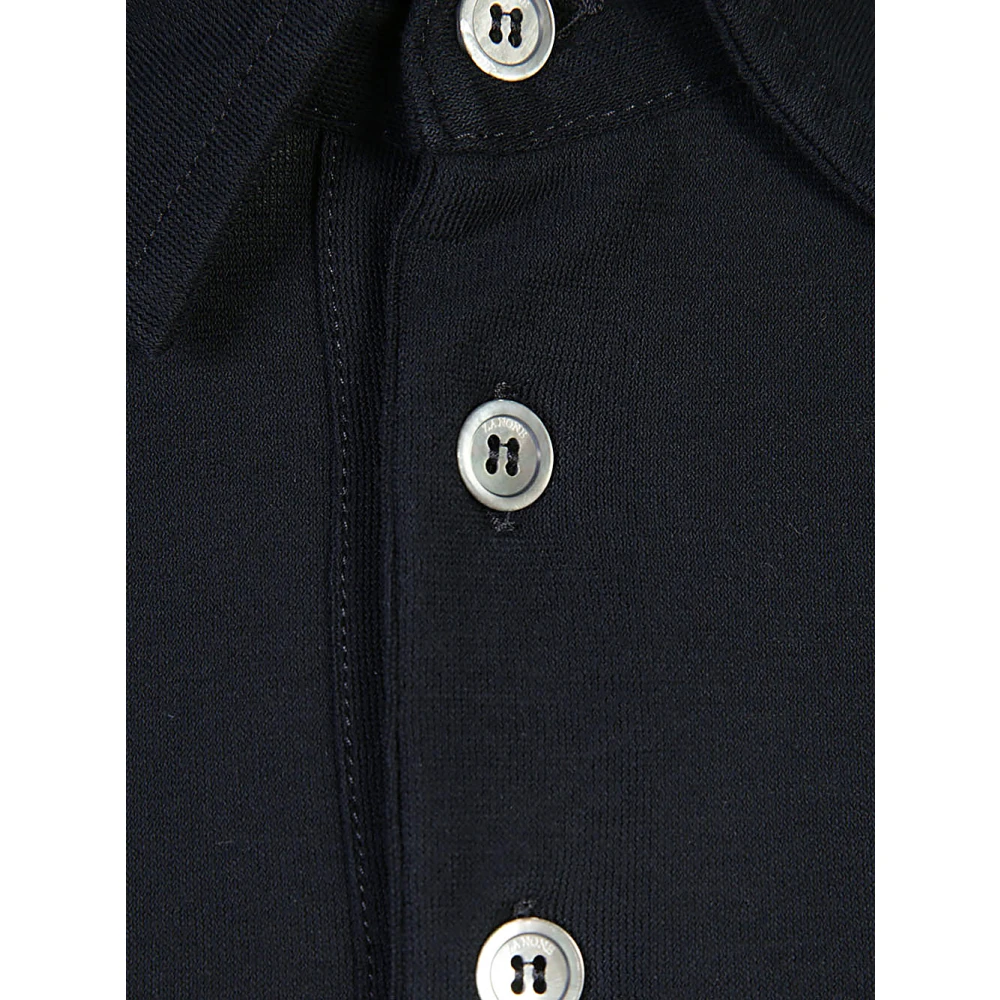 Zanone Zwarte polo met lange mouwen Black Heren