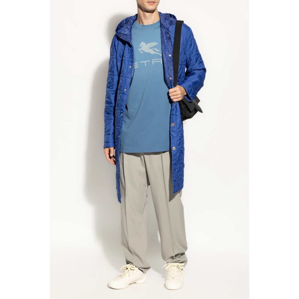 ETRO T-shirt met bedrukt logo Blue Heren