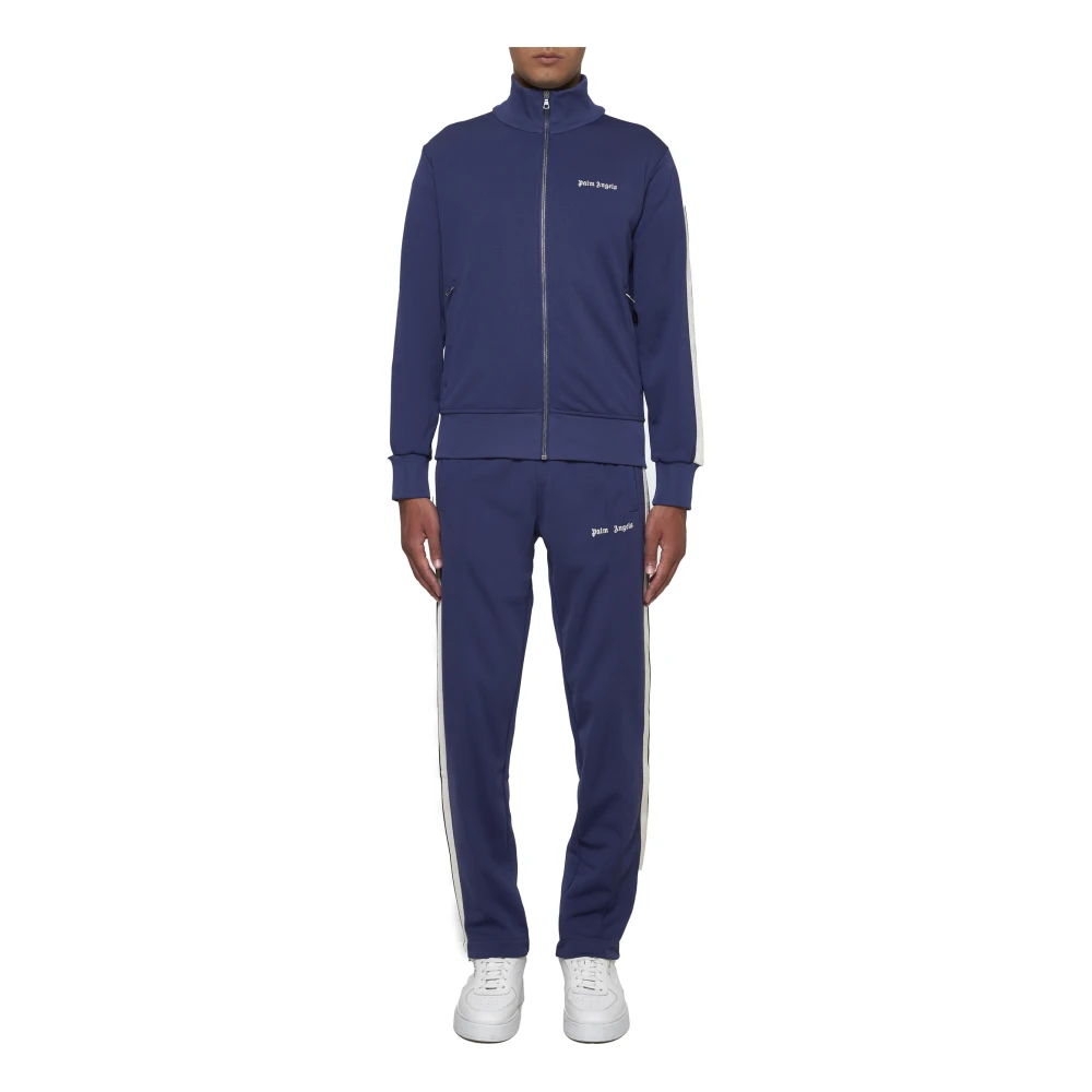 Palm Angels Navy Blue Track Jacket met Logo Blue Heren