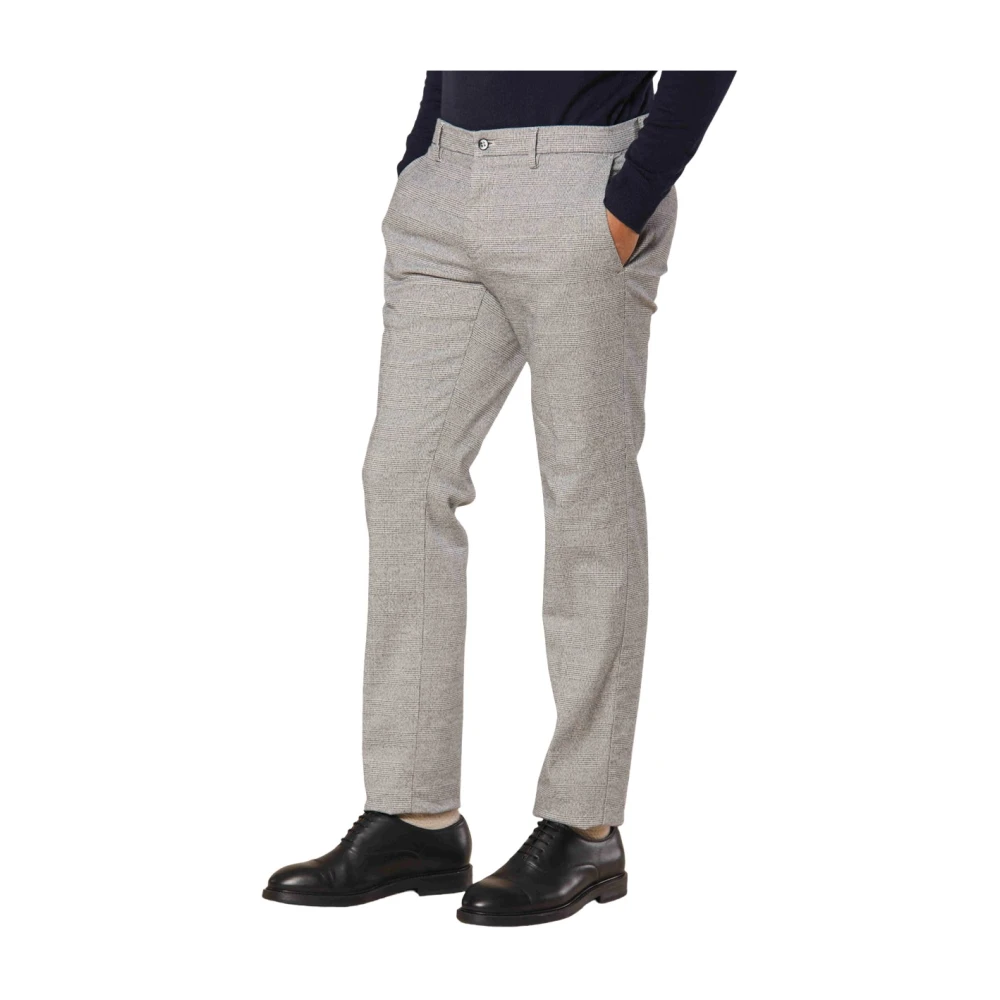 Mason's Heren Chino Broek met Glen Check Patroon Gray Heren