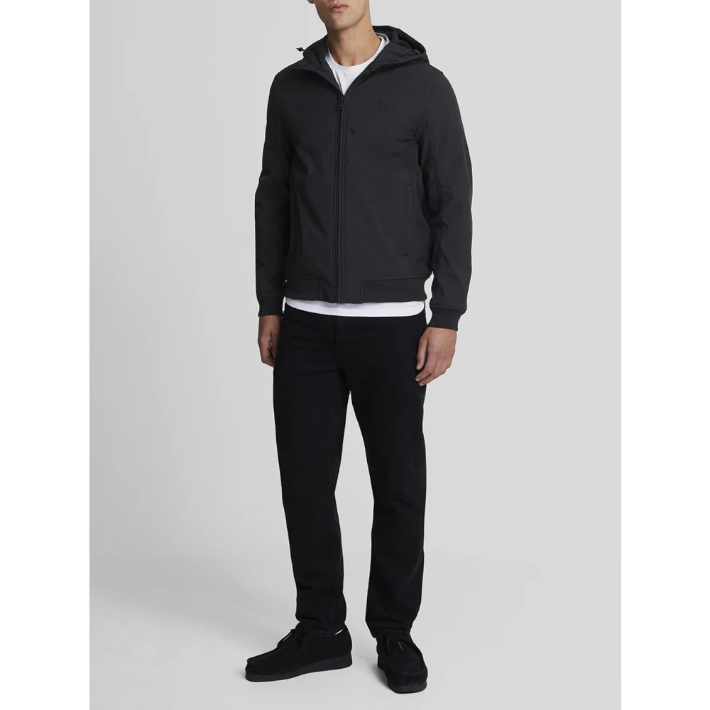 Lyle & Scott Zwarte Softshell Hoodie Fleece Jas Black Heren