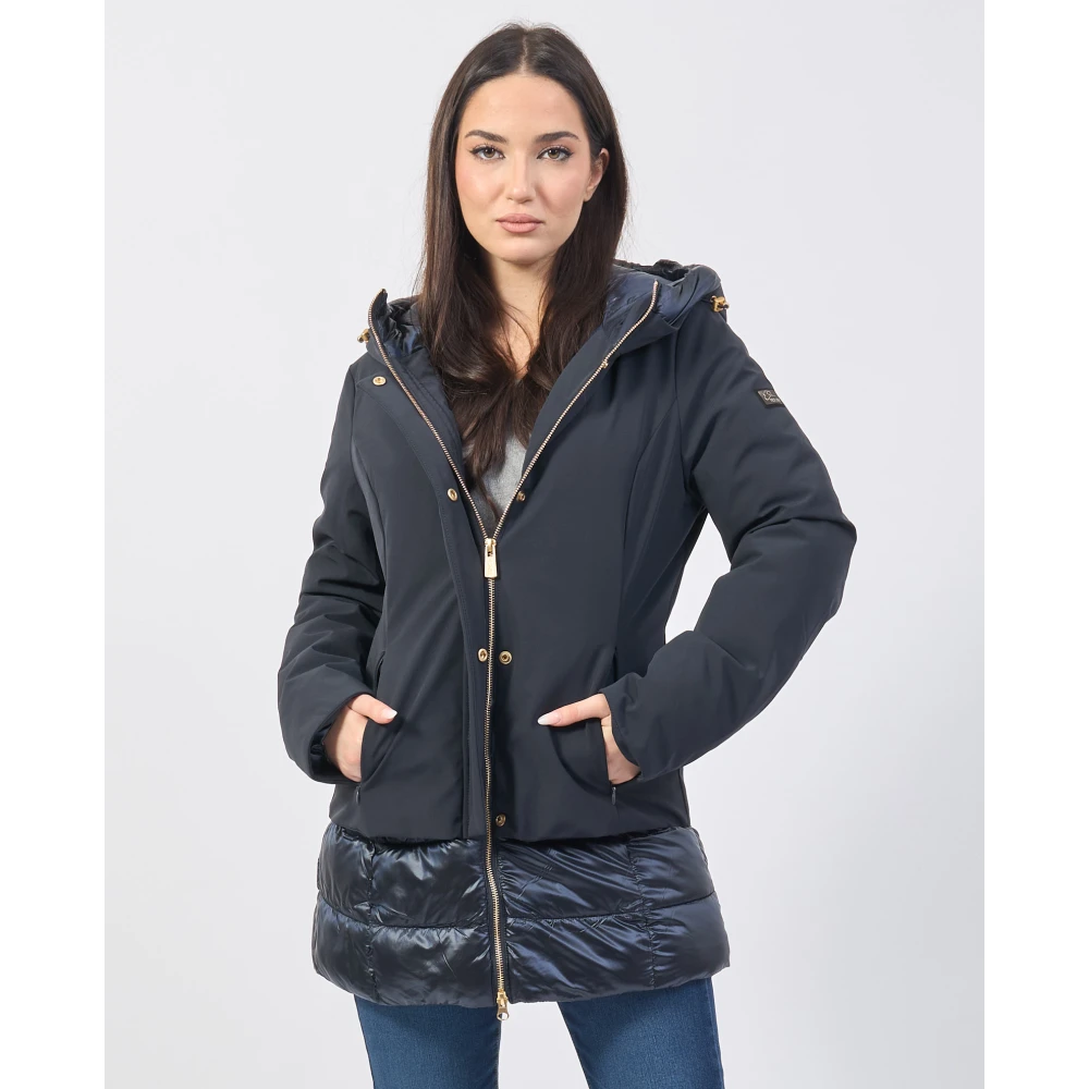 YES ZEE Blauwe Gewatteerde Hoodiejas Blue Dames