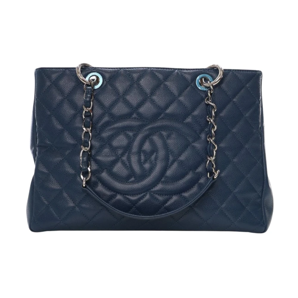 Chanel Vintage Women's Blue Pre-Owned Vintage Quilted Tote Bag