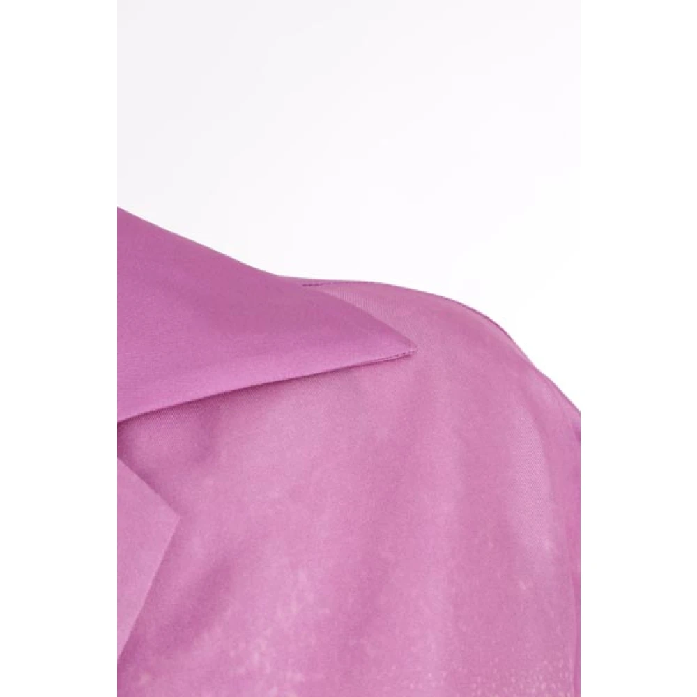 Palm Angels Oversized Zijden Twill Bowling Shirt met Sunset Print Purple Dames