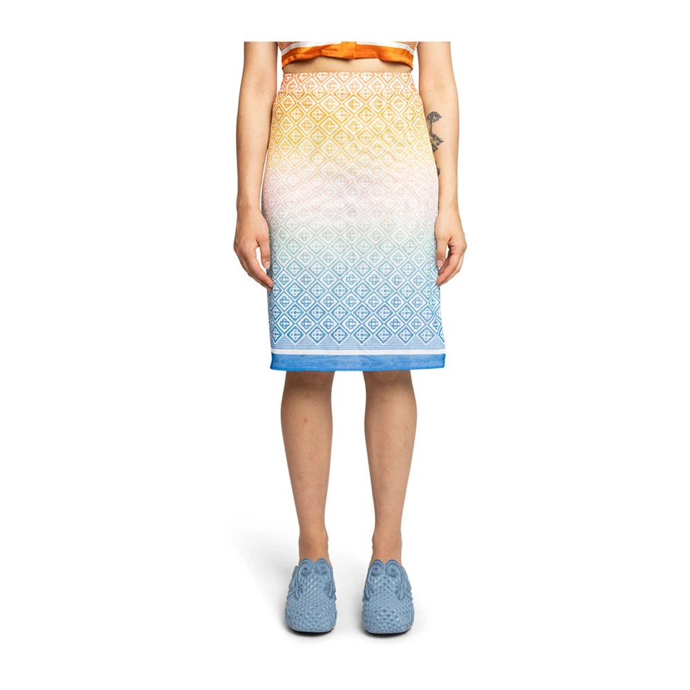 Casablanca Diamant Monogram Degrade Midi Rok Multicolor Dames