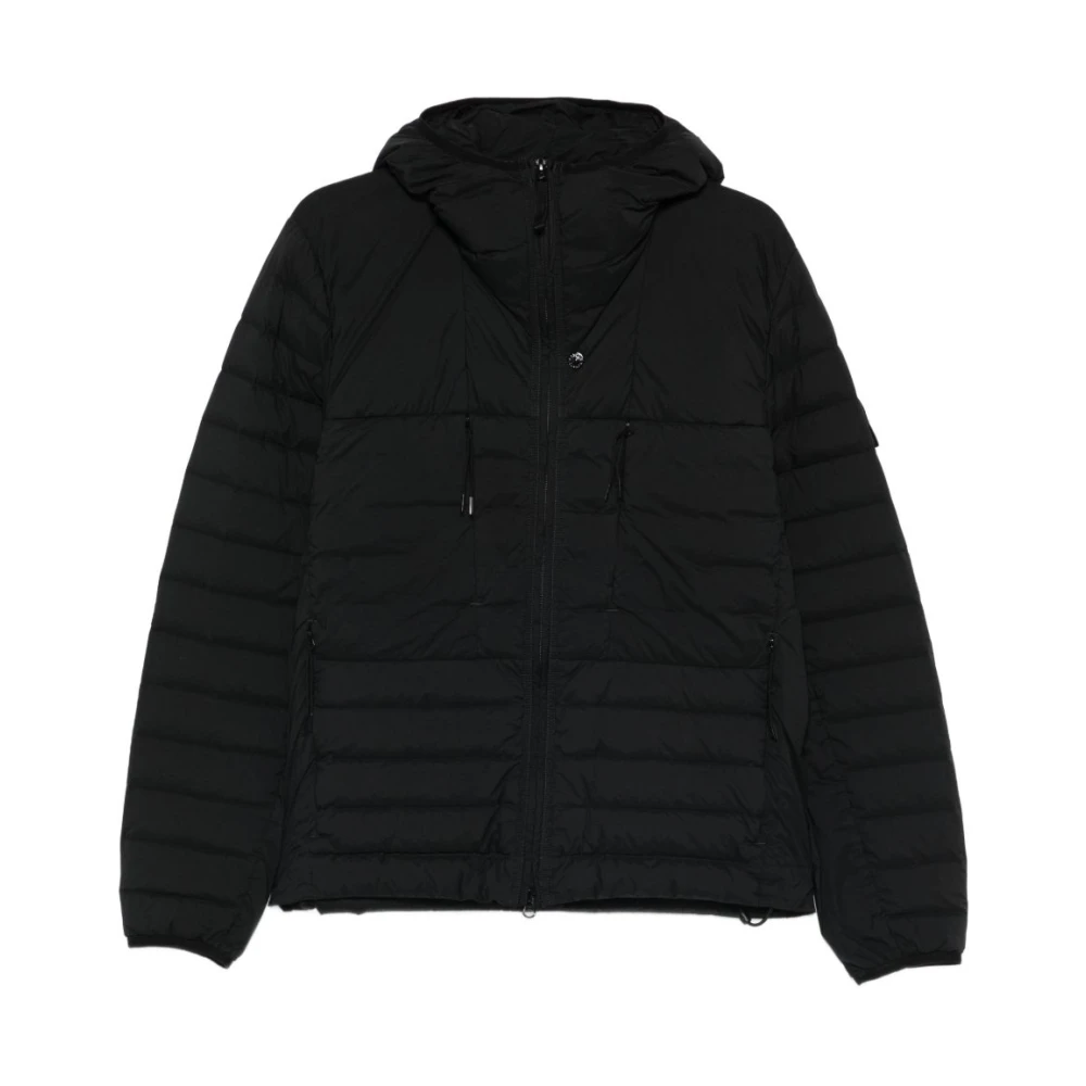 Stone Island Black Winter Jackets, Male, S, Seamless Tunnel Nylon Down-Tc Hooded Down Jacket