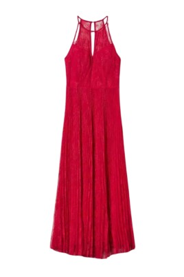 fuchsia-georgette-chantilly-lace-dress