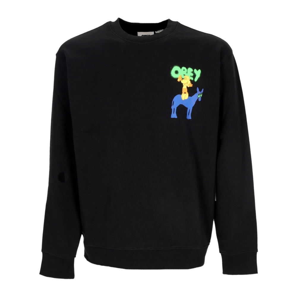 Obey Men's Black Sweatshirts, L, Premium Lightweight Crewneck Sweatshirt