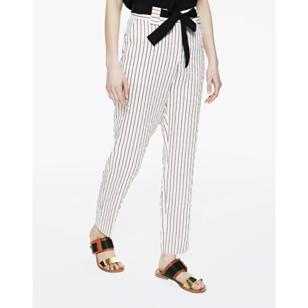 Manila Grace Gestreepte Broek White Dames