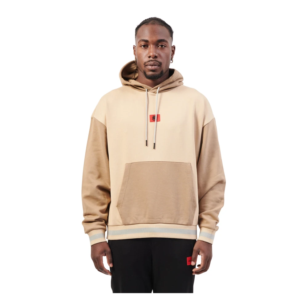Hugo Boss Beige hoodie met kleurblokken Beige Heren